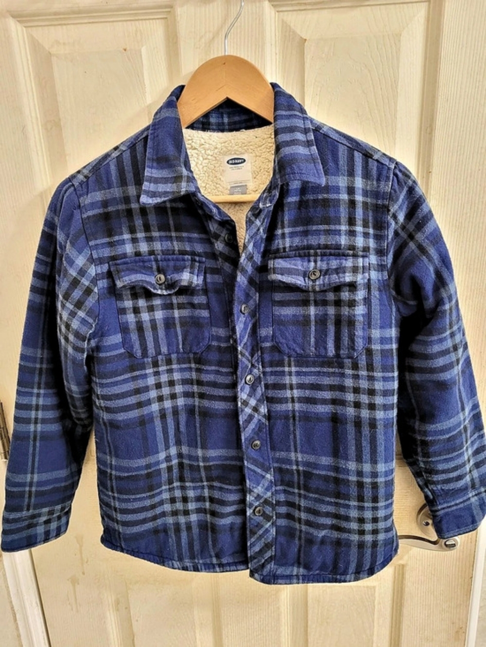 Old Navy Sherpa Lined Flannel Shirt Jacket Boys Waist 10/12